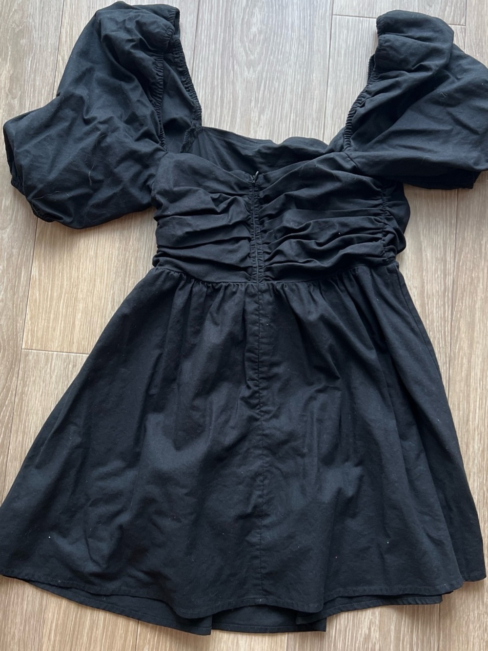 Showpo Black Puff-Sleeve Square Neck Mini Dress Size 6 - Picture 5 of 6